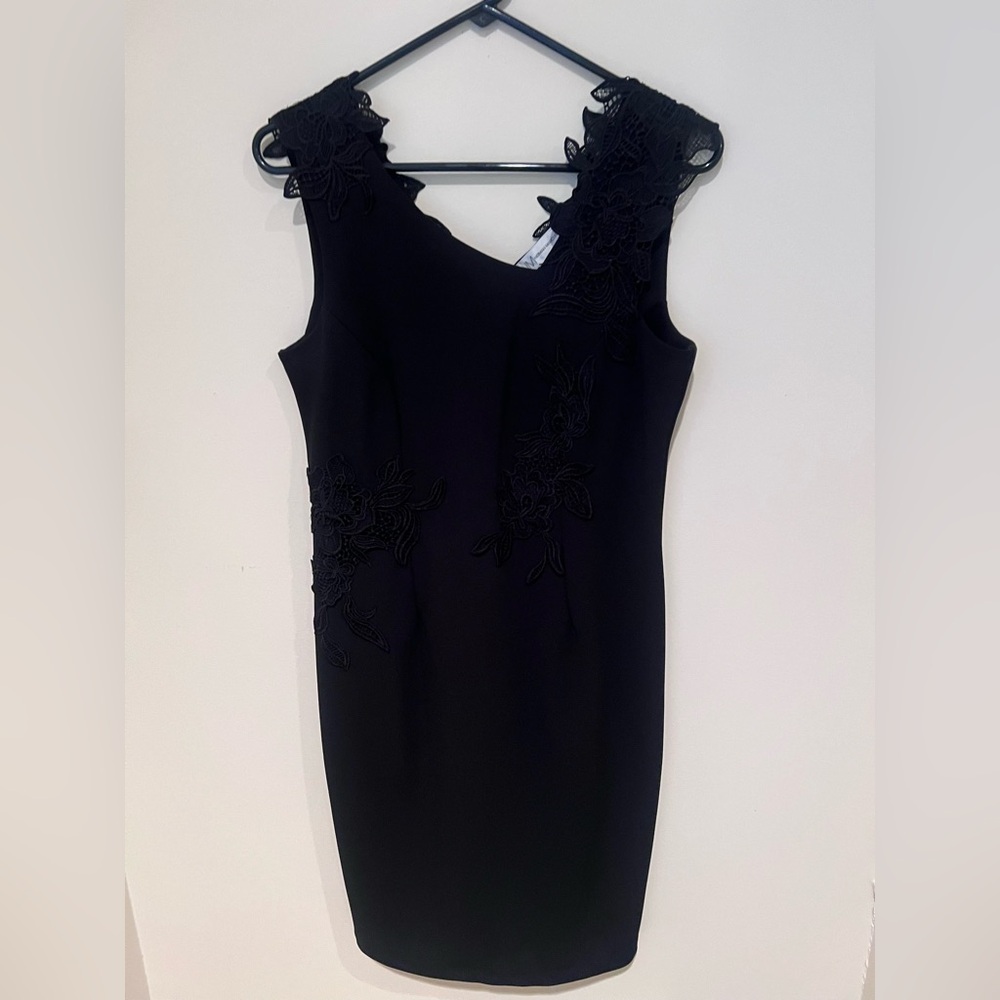 Neiman Marcus Black Asymmetrical Sheath Dress
